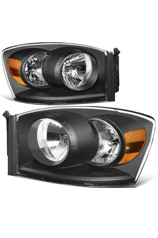 DNA Motoring HL-OH-RM06-BK-AM Black Amber Factory Style Headlights