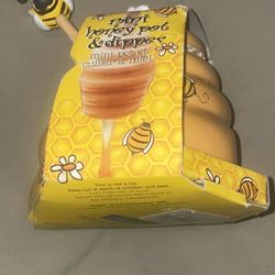 Joie MSC International Mini Porcelain Ceramic Honey Pot & Wood Bee Hive Dipper