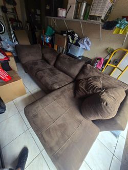 Brown Microfiber Sectional Sofa with Chaise