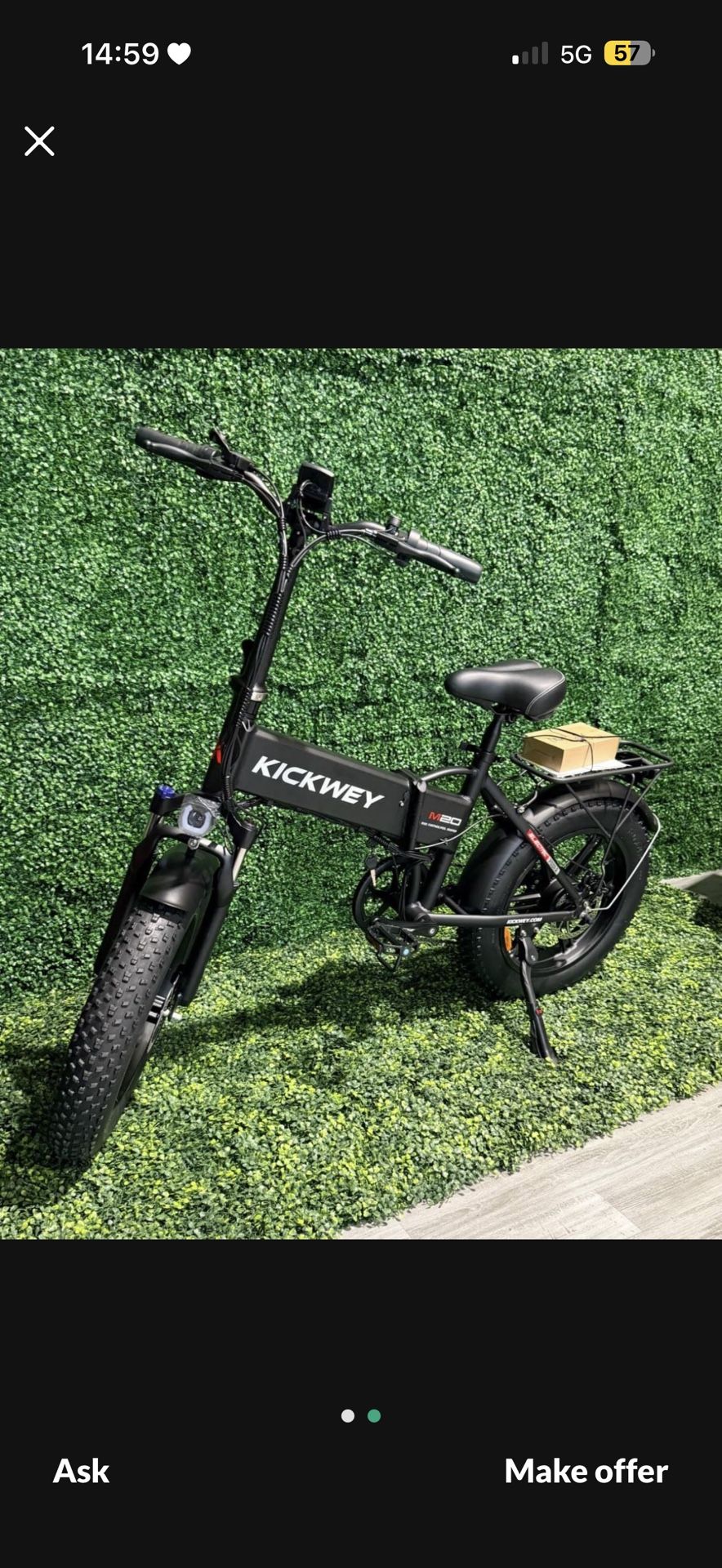 Kickwey M20 20 Inch Fat Tire Foldable Electric Bicycle 750w Motor 31MPH