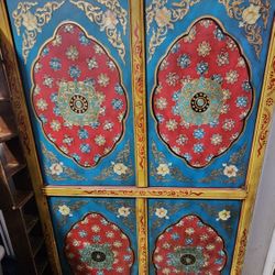 Beautiful Ornate Painted Wine Cabinet & Mixing Bar