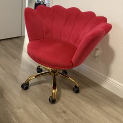 Desk Chair Velvet Pink And Gold Shell Chair 