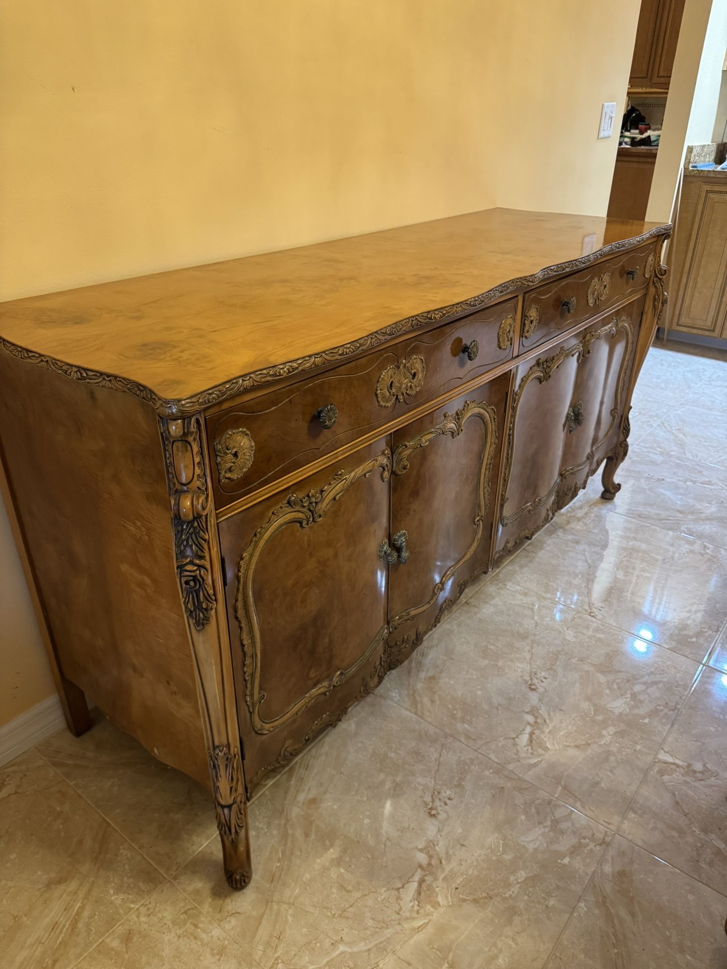 Romweber French Rococo Louis XV Carved Walnut Sideboard or Credenza - Amazing Condition- 69” x 22” x 35” (Value $6500)