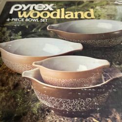 Vintage Pyrex Woodland Cinderella Bowl Set With Box
