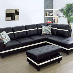 BRAND NEW 3 PIECES SECTIONAL COUCH WITH OTTOMAN INCLUDED