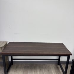 New long computer desk with wood top and metal leg