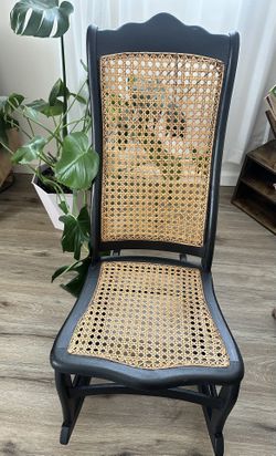 1930s vintage/antique black cane “Lincoln rocker” rocking chair
