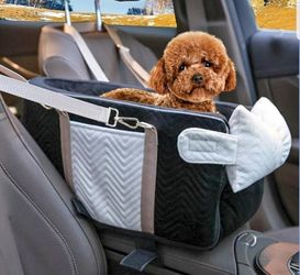 Portable Center Console Dog Car Seat for Pets Under 15 lbs