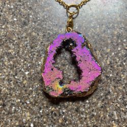 Genuine Quartz Crystal Necklace & Earrings 