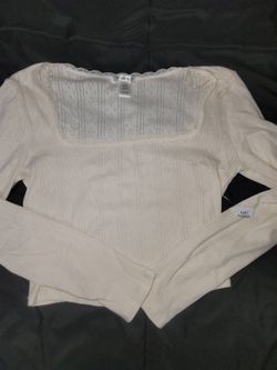 Bozzolo White Lace Trim Crop Top