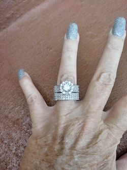 Size 8 two piece bridal set genuine stamped 925 sterling silver and cubic zirconia stones brand new