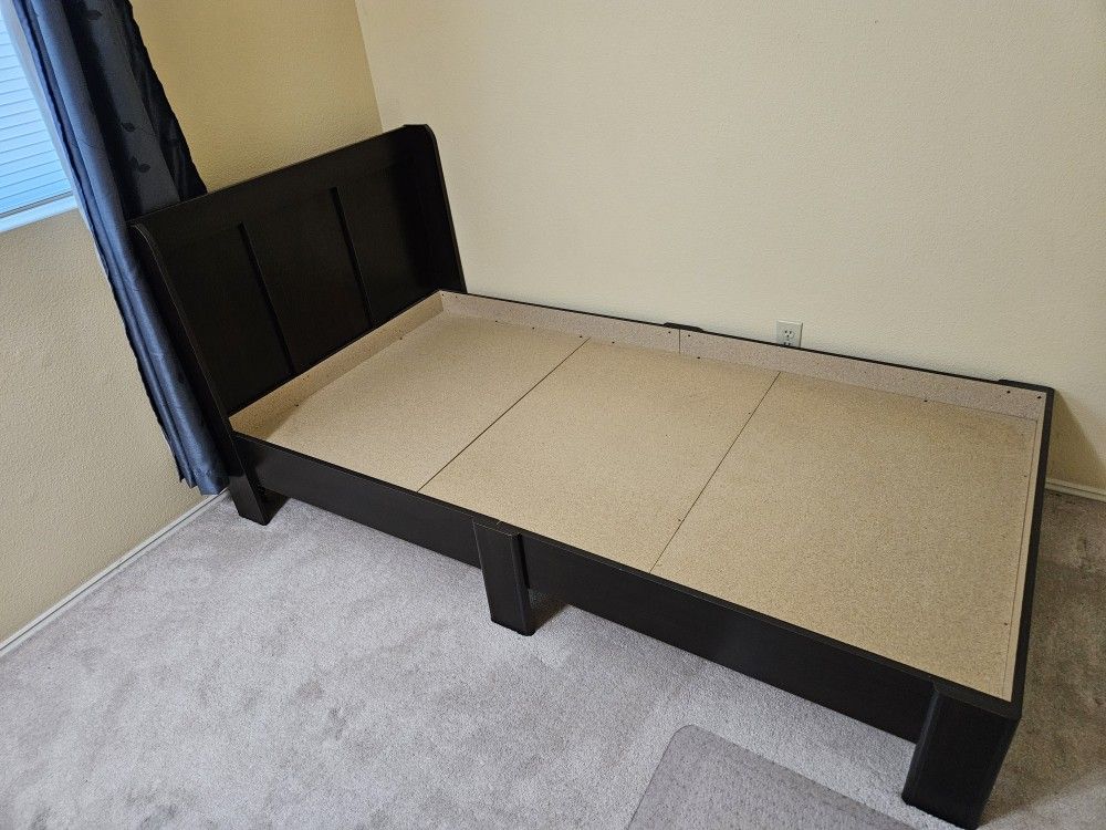 Twin Size Black Wood Bed Frame