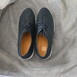 Navy/White Lace Up Slip On Shoes