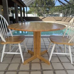 Dining Room Table & 2 Chairs Wood White 