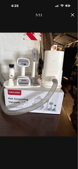 Simple Way Pet Grooming Vacuum, 6 in 1 Dog Grooming Kit - White