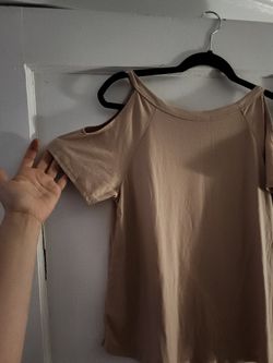 Beige Velvety Cold Shoulder Top