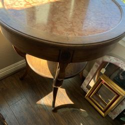 Antique Accent Table Granite