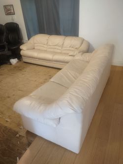 White leather sofas