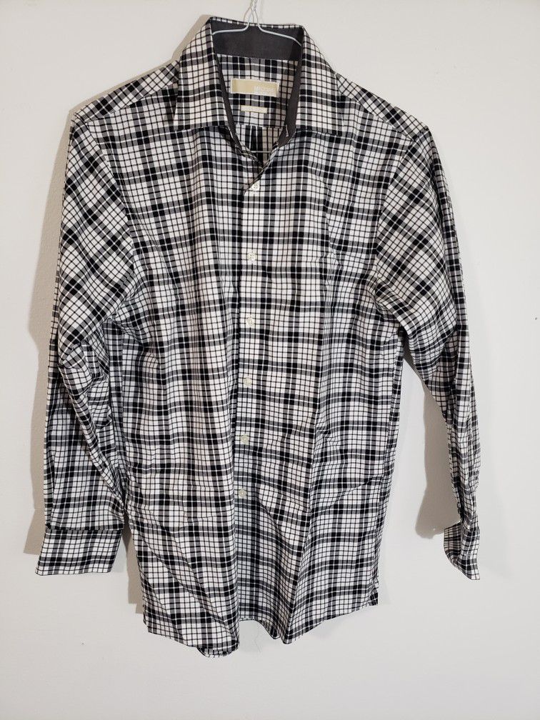 Michael Kors Button Up Shirt Men's Size 15 32/33 Long Sleeve Plaid