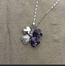 White gold plated swarovski elements flower necklace