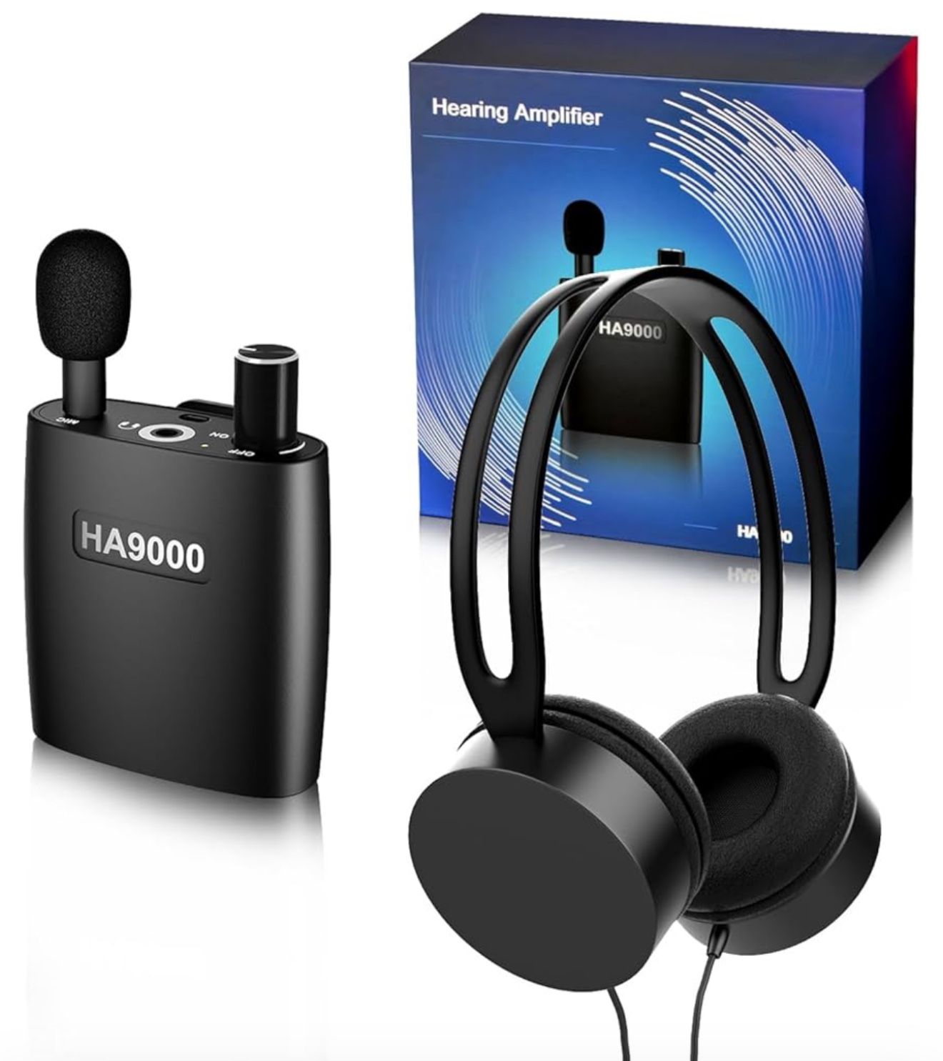 Personal Sound Amplifier PSAP the Latest Gen Model HA9000, Rechargeable Hearing Aid Device Hearing Amplifier with Headphones, Detachable Microphone, T