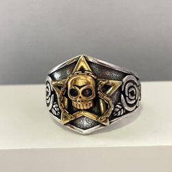 925 Silver Plated Adjustable Skull Ring for Men Women