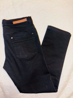 Black Skinny Jeans with Leather Patch