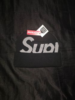 Supreme Beanie Big Logo, Black W/ Grey