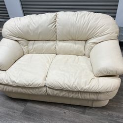 White Leather Sofas 1 Side Table 1 Coffee Table And One Wall Flush Table 