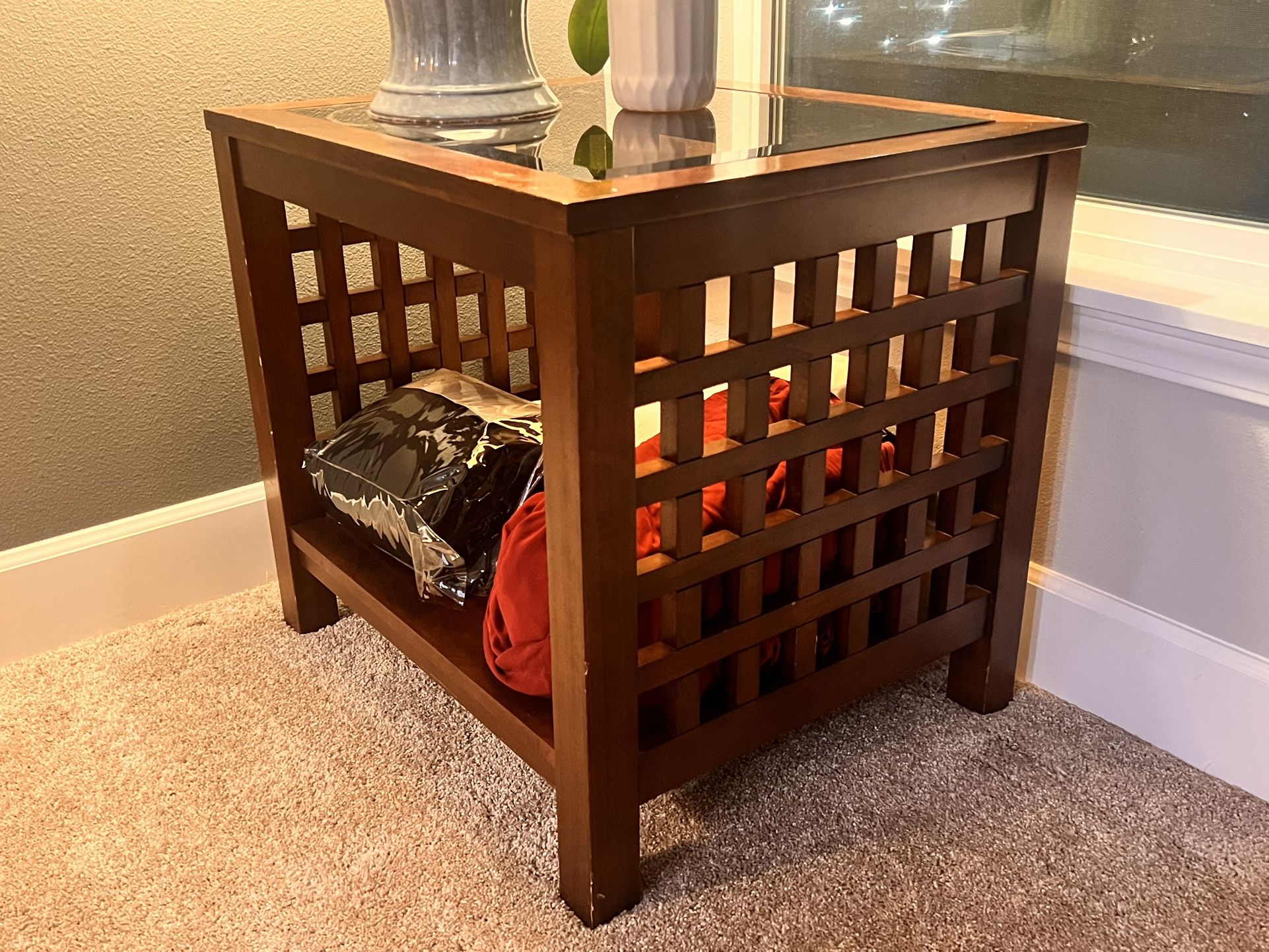 Two Lovely Matching Solid Wood End Tables