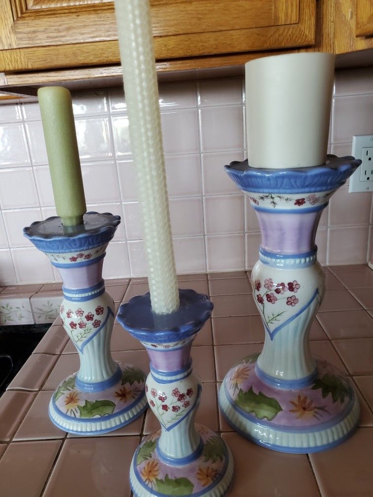 3 Ceramic Candle Holders