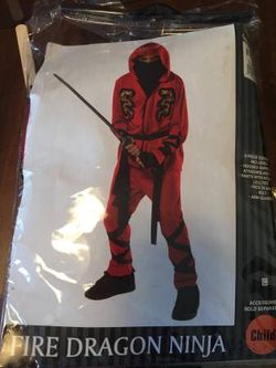 Fire Dragon Ninja Halloween Costum Size 4-6