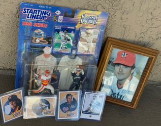Nolan Ryan & Walter Johnson Baseball Collector Lot – Starting Lineup, Framed Photo, Cards