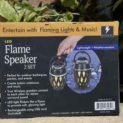 2 Pack Bluetooth Speaker Portable With LED Flame Light Wireless Speakers
