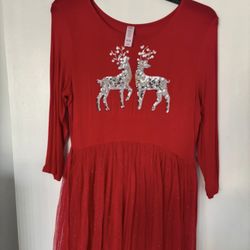 Justice red eindeer christmas holiday dress