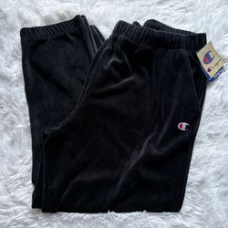 New Champion Mens Velvet Joggers Track Pants Trousers Black Size 2XL