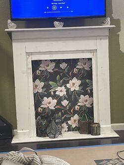 Decorative Faux Fireplace Mantel White Distressed