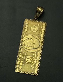 10K Gold $100 Bill Pendant