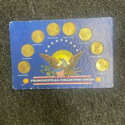 Vintage Shell Gas Station Presidential Coin Set Jfk Roosevelt Lincoln