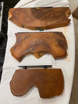 Takara Live Edge Floating Teak Shelves