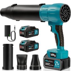 Cordless Leaf Blower, Premium Handheld Leaf Blower + 3 Nozzles and 2 Batteries with Level Indicator, Stepless Speed Control, Blowers for Lawn Care, Pa