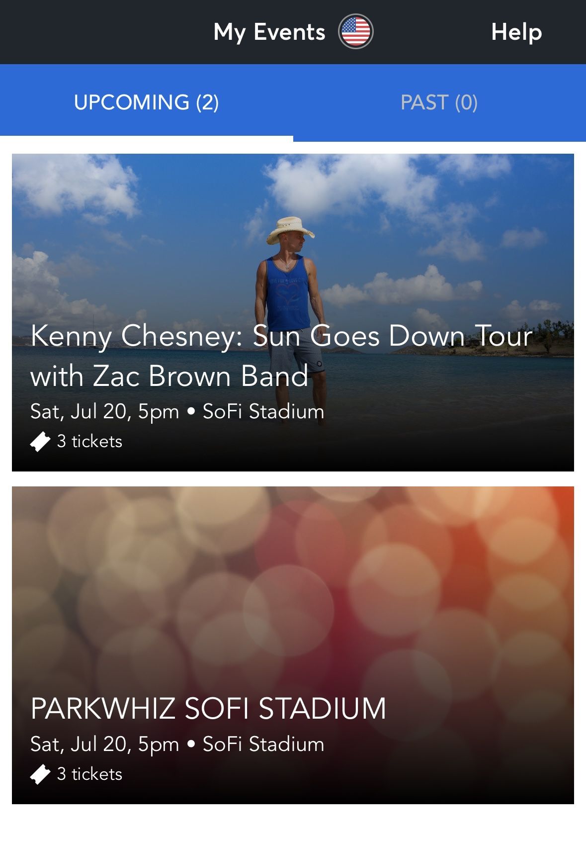 2 Kenny Chesney Zac Brown Floor Seats And Parking Sofi 7/20/24 Sun Goes Down Tour