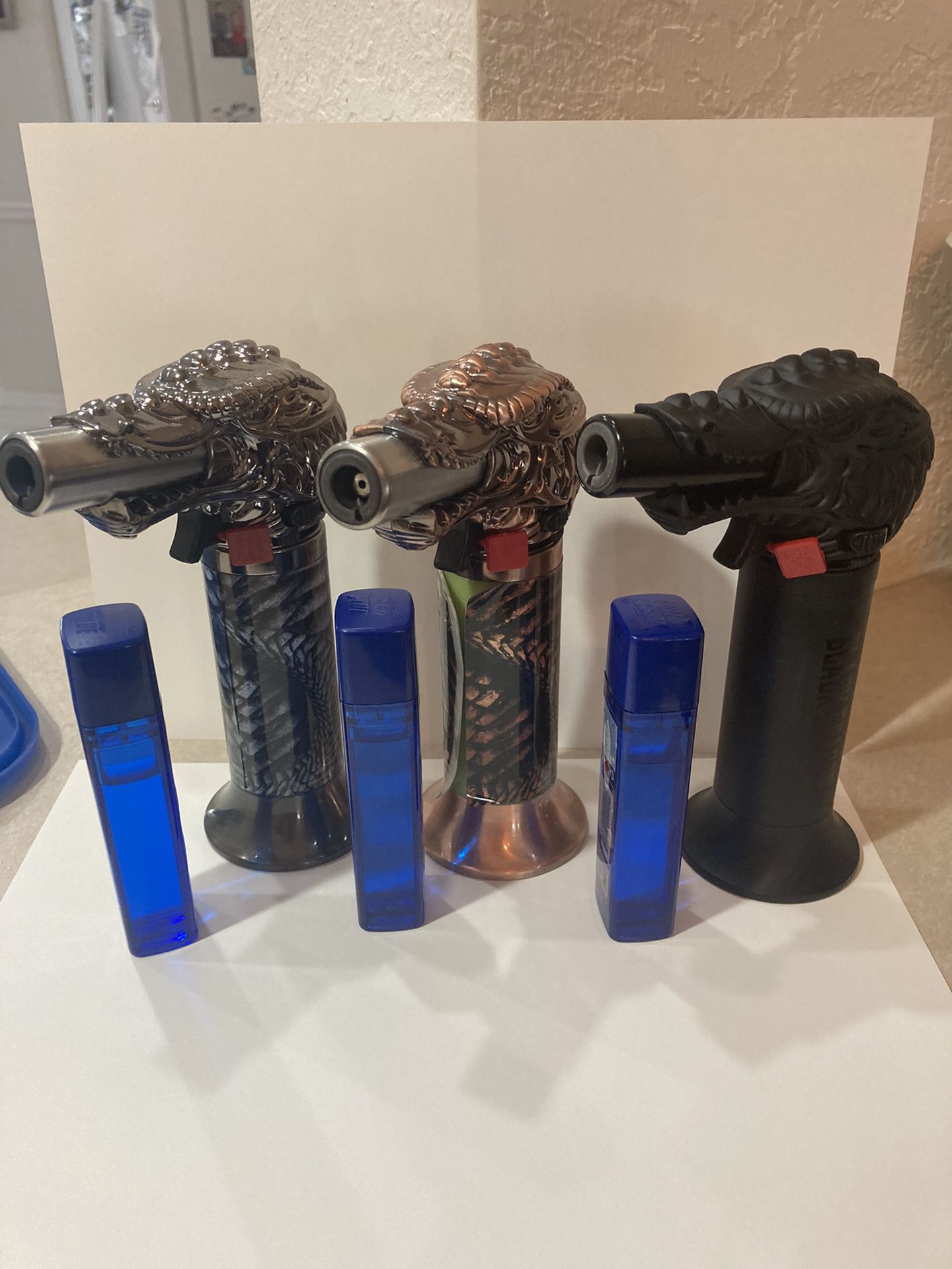 Dragon Head Torch Lighters And Free Butane Refill Both $20