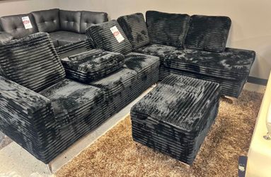 NEW BLACK SECTIONAL SOFA WITH OTTOMAN AND FREE DELIVERY ORDER HERE AND PAY ON ARRIVAL