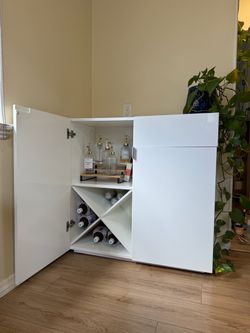 White Storage Cabinet with Rack
