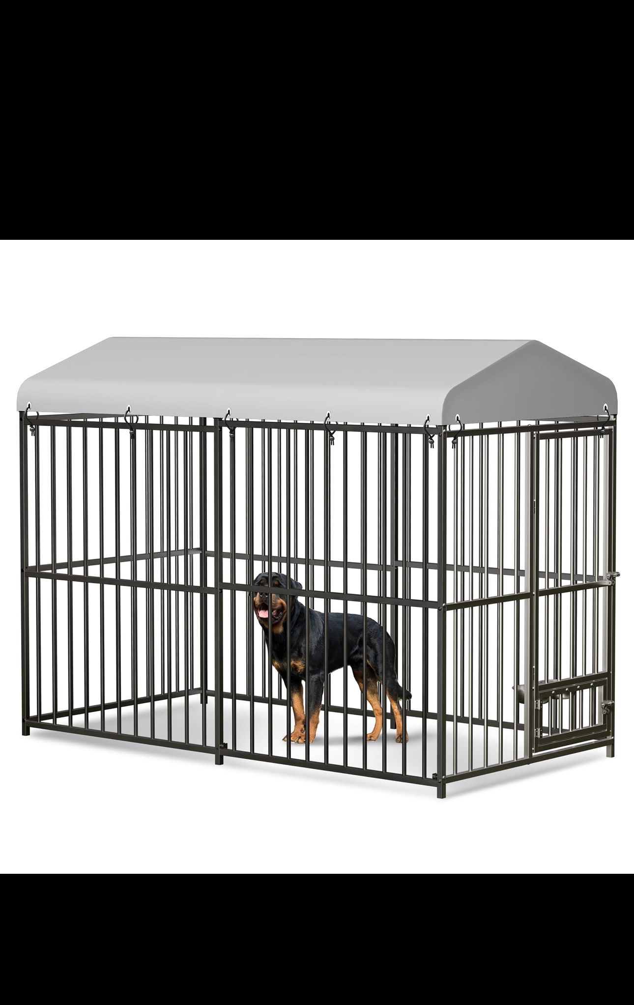 Large Dog Kennel Outside, 8x4x6 FT Heavy-Duty Outdoor Cage with Roof and Lock, Covered Outside Kennel