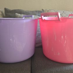 Plastic Buckets Pink Purple $5 For Both