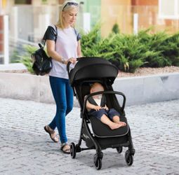 One-Hand Folding Portable Lightweight Baby Stroller with Aluminum Frame Black