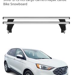 OMAC Roof Rack Cross Bars for Ford Edge 2015-2024 Lockable 110Lbs Aluminium Silver 2Pcs fits Cargo Carriers Kayak Canoe Bike Snowboard