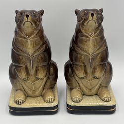 Vintage Takahashi Brown Bear Pair Sculptures 8.5”